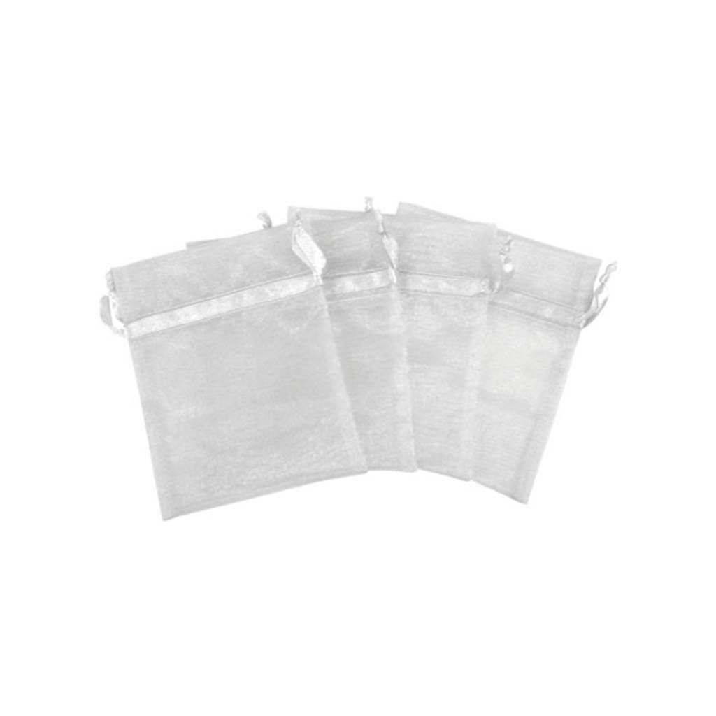 A BRIDES WISH:ORGANZA BAGS X4 SHEER W/RIBBON STRING 
