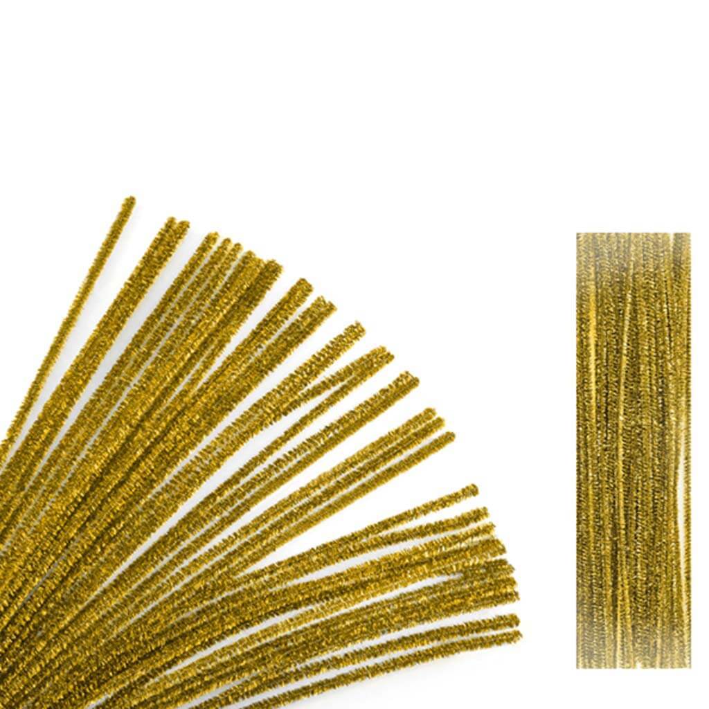 GLITTER CHENILLE STEMS 6MMX12I N GOLD GOLD 