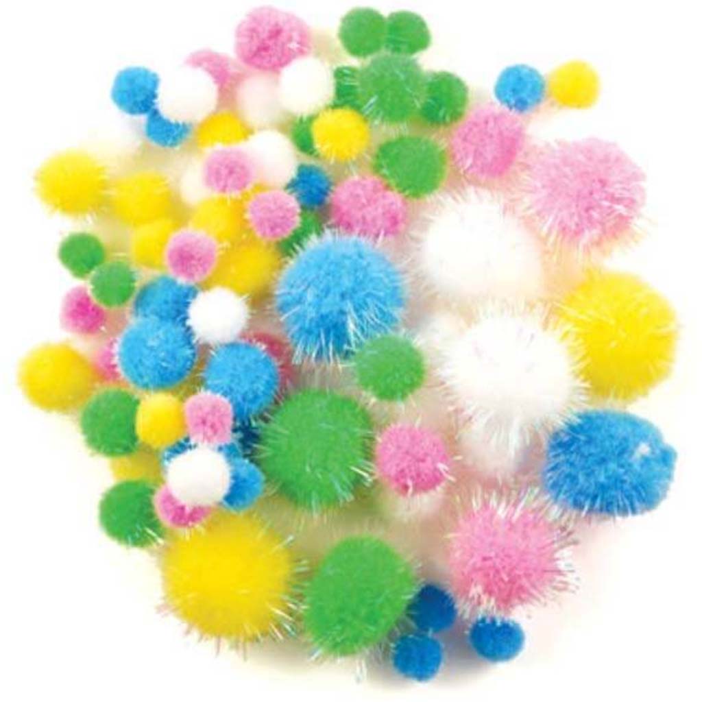 POM-POMS GLITTER PASTEL COLORS 75PC 