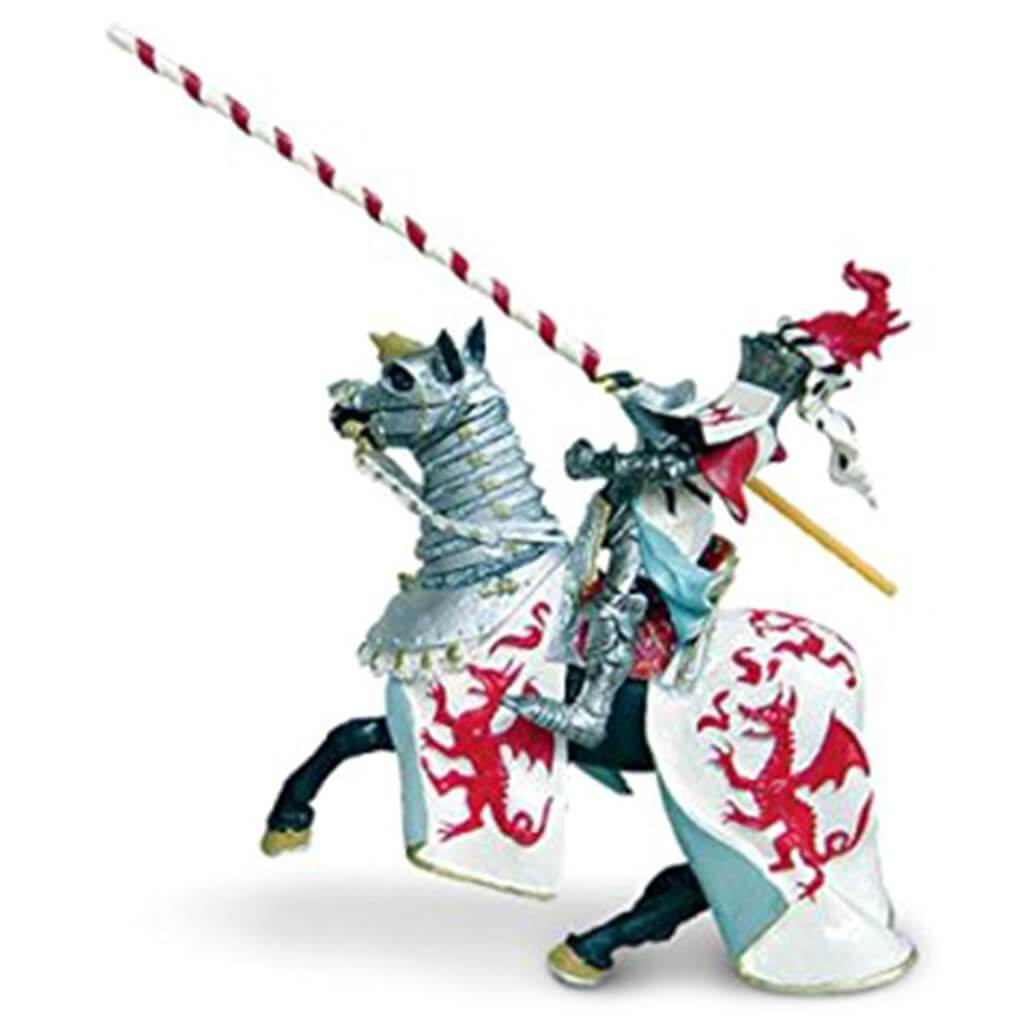 Horse with White Robe Silver Armor Miniature