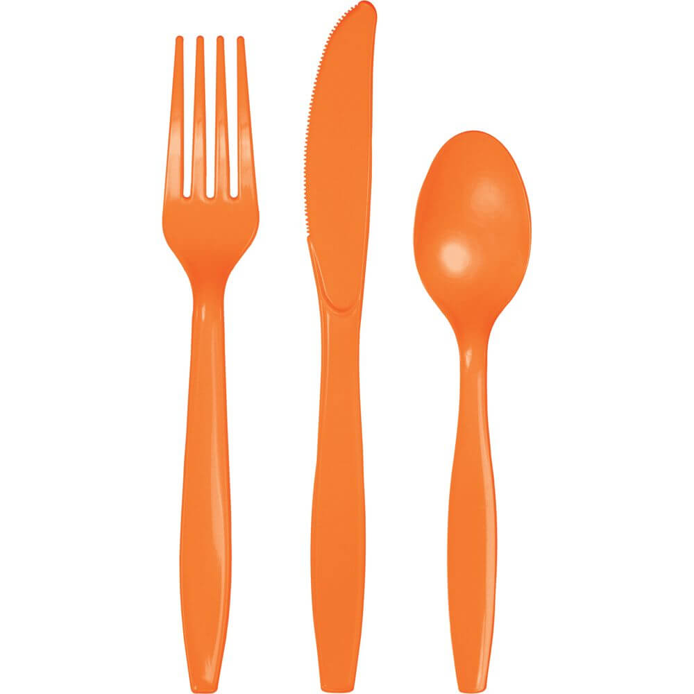 Premium Plastic Cutlery 24ct, Sunkissed Orange 