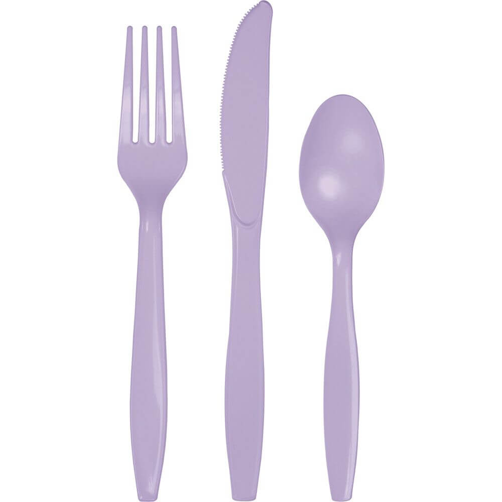 Premium Plastic Cutlery 24ct, Lavender 