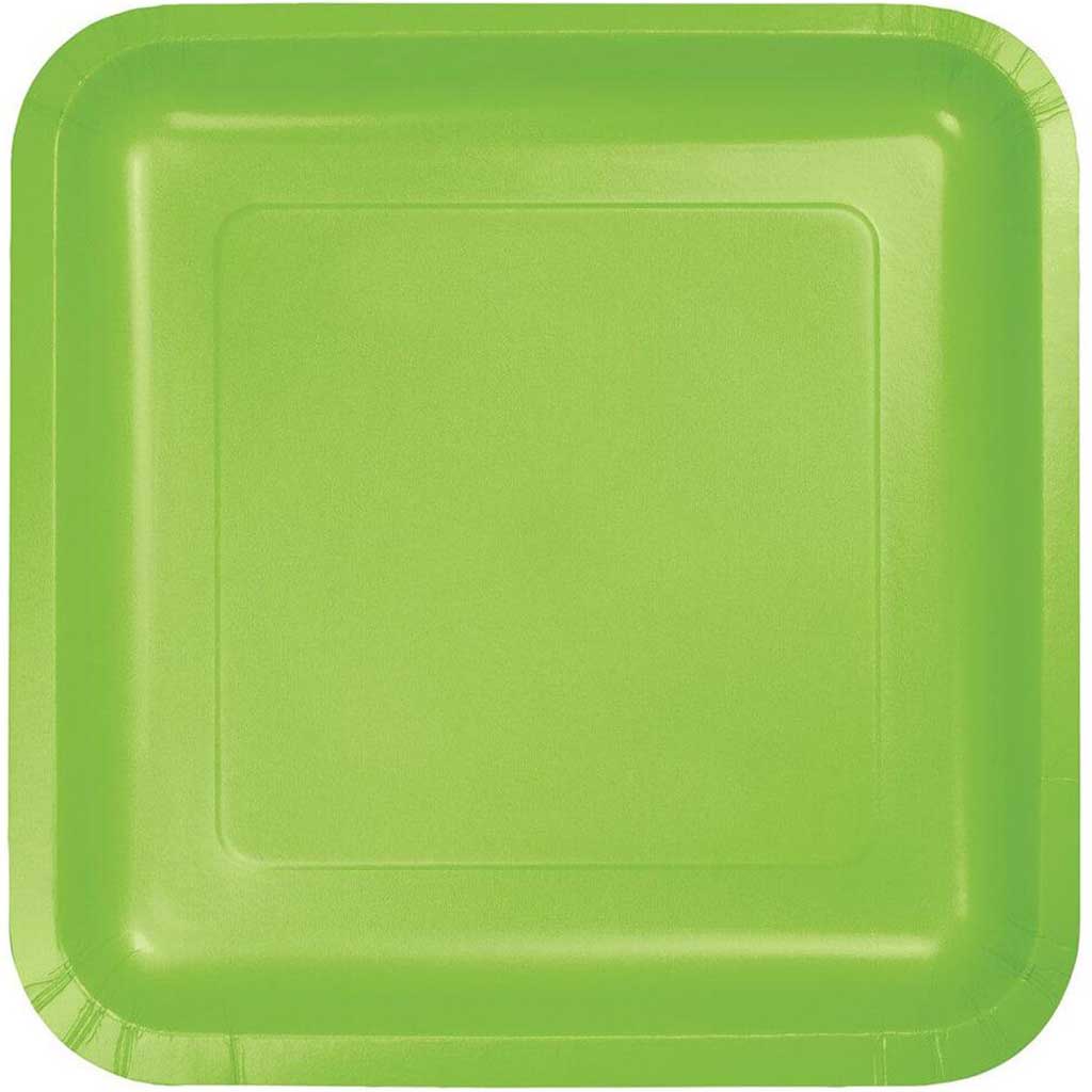 Fresh Lime Paper Square Plates 7in 18ct 