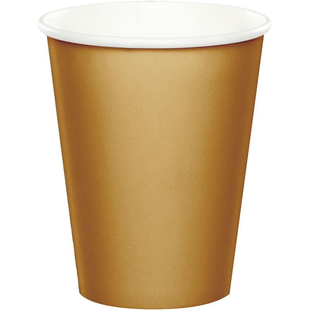 Glittering Gold Paper Cups 9oz 24ct 