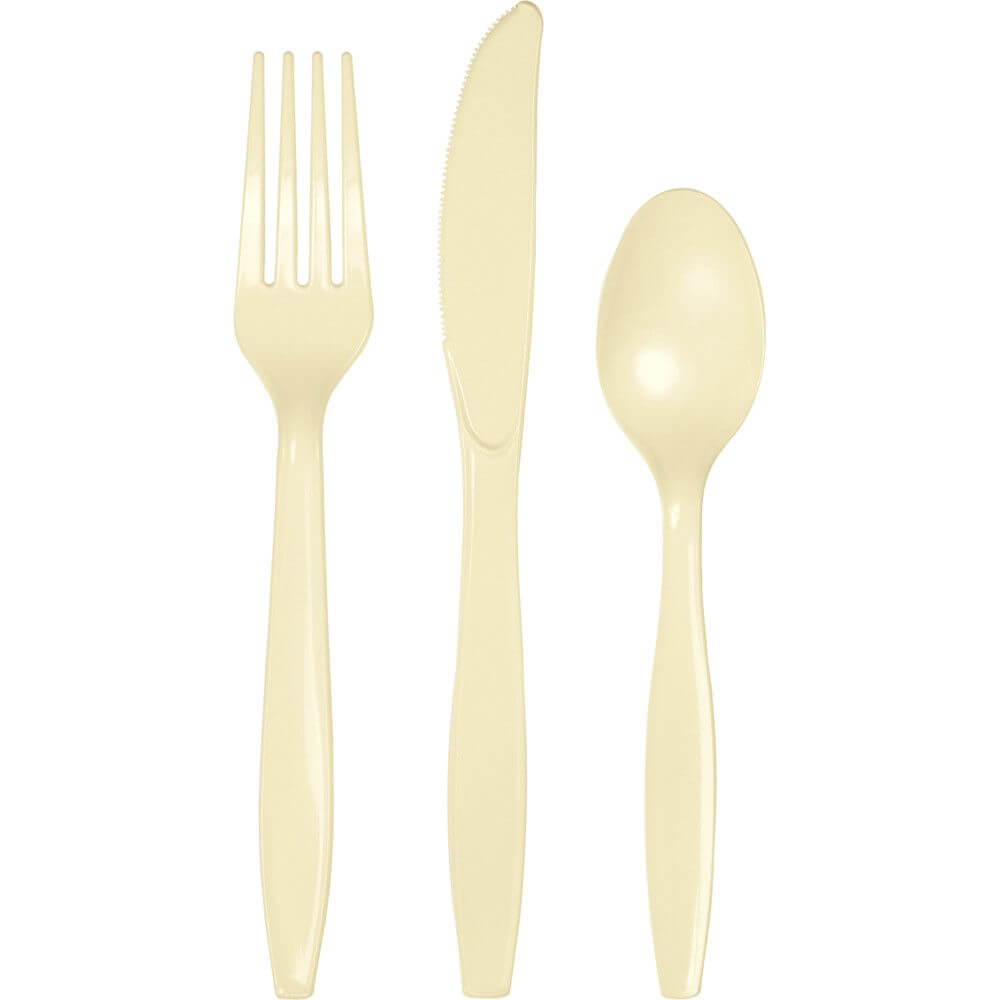 Premium Plastic Cutlery 24ct, Ivory 