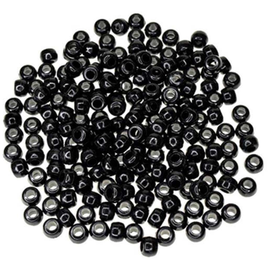 Pony Beads: 9mmx6mm Barrel Standard x175 A) Black 