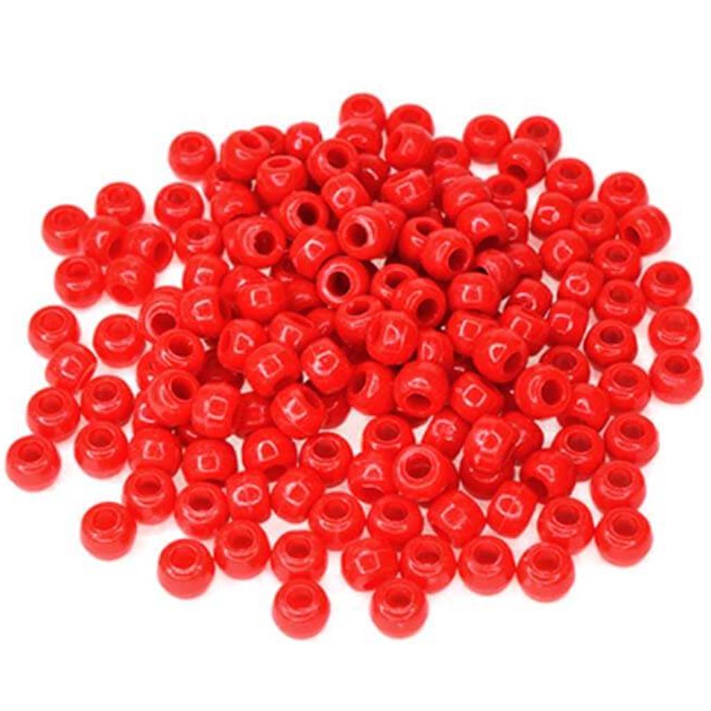 Pony Beads: 9mmx6mm Barrel Standard x175 B) Red 