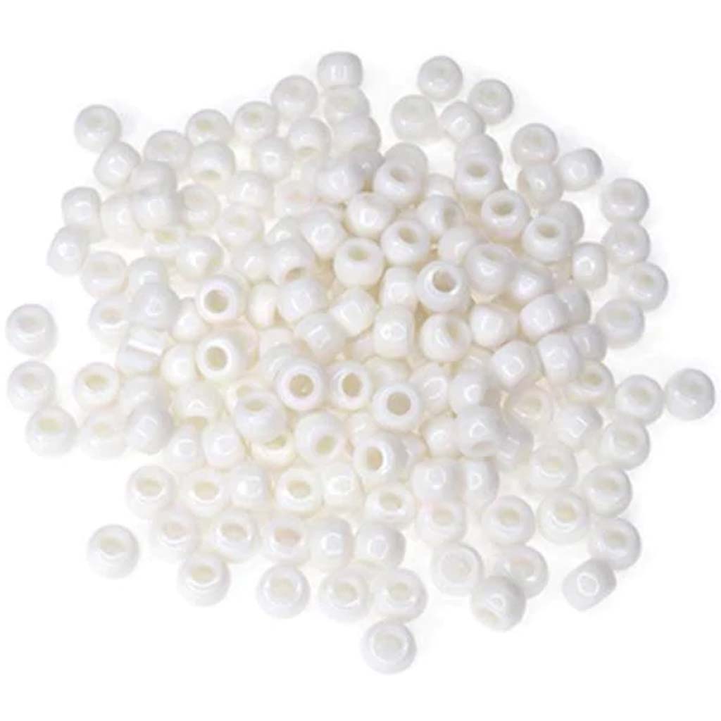 Pony Beads: 9mmx6mm Barrel Standard x175 C) White 