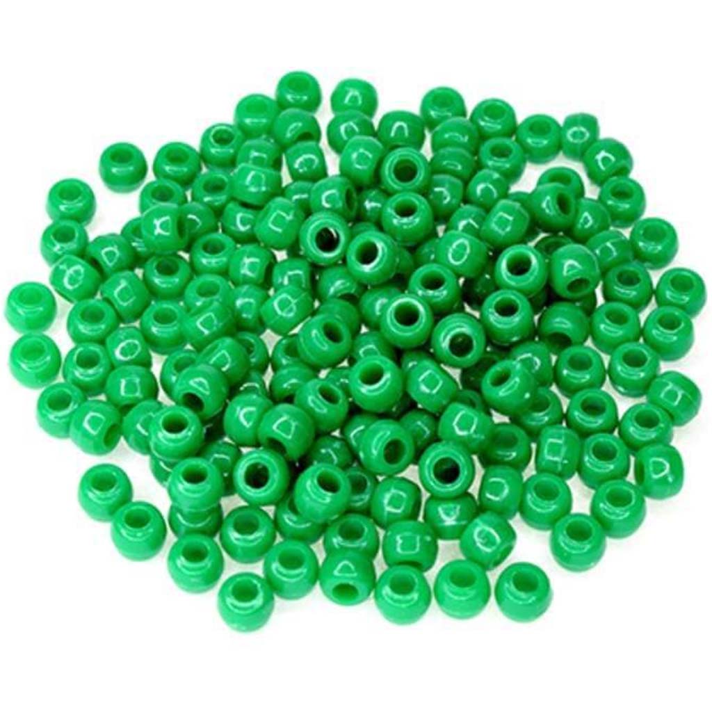 Pony Beads: 9mmx6mm Barrel Standard x175 D) Kelly Green 