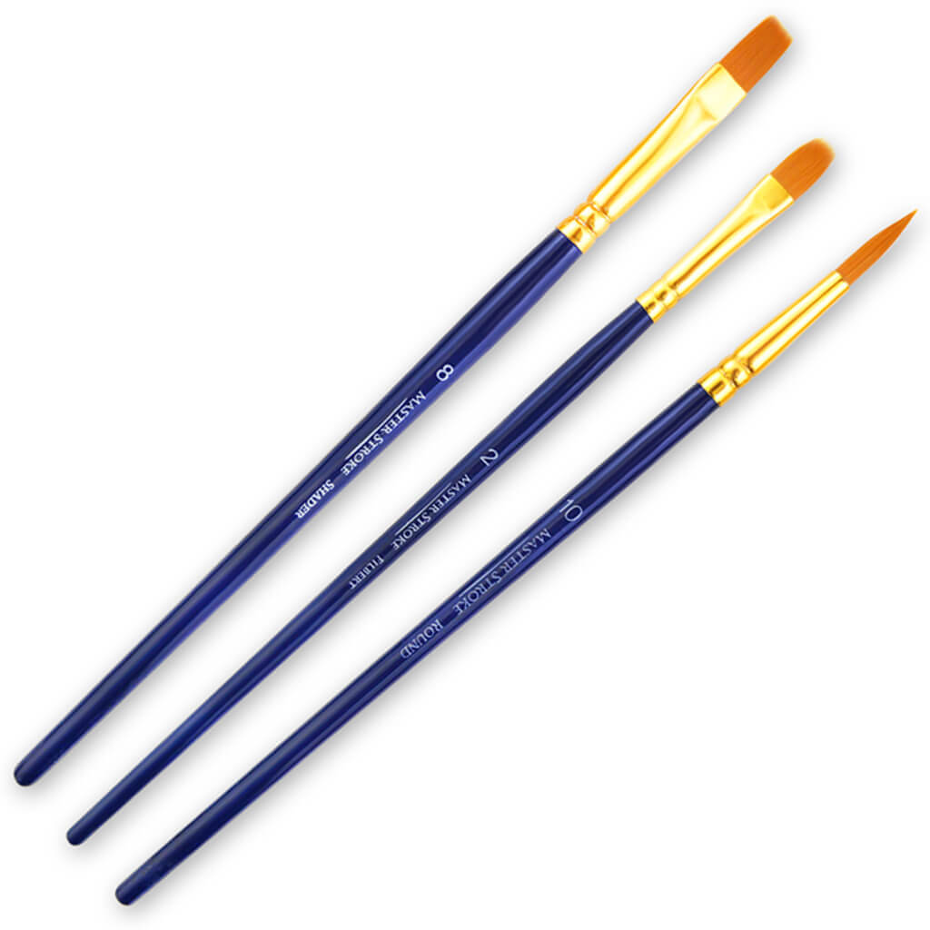 Brush Artist Flat Round Filbert Set Master Stroke Set X3