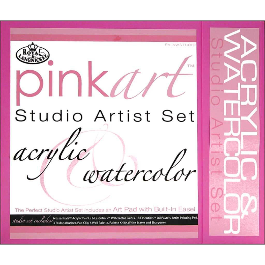Acrylic & Watercolor Pink Art Studio Artist Set
