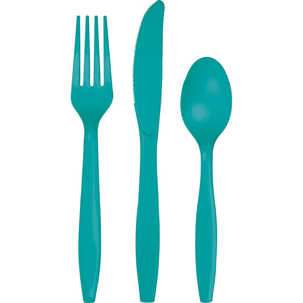 Tropical Teal Premium Assorted Cutlery 24ct, 