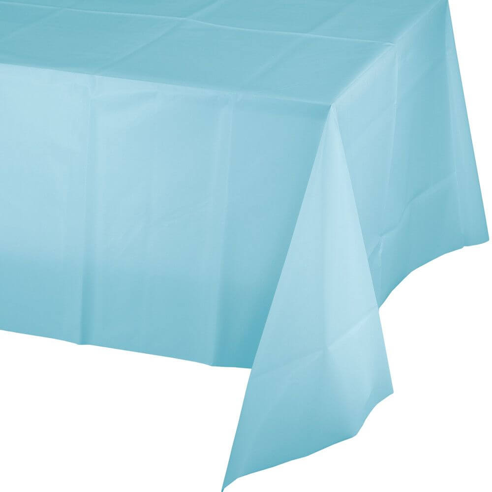 Plastic Rectangular Tablecover 54in x 108in, Pastel Blue 