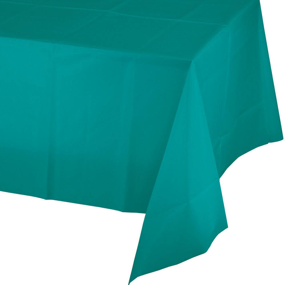 Tropical Teal Plastic Retangular Tablecover 54in x 108in, 