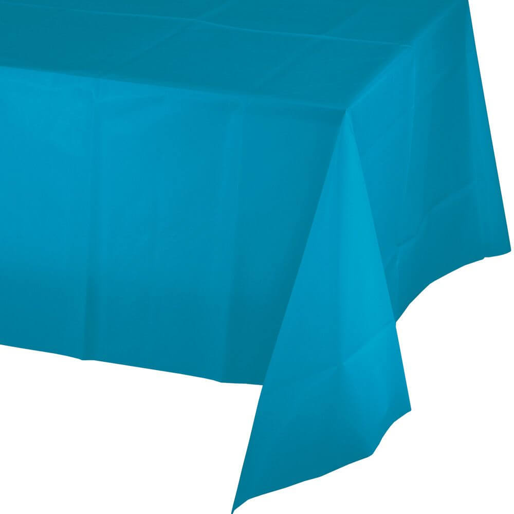 Plastic Rectangular Tablecover 54in x 108in, Turquoise 