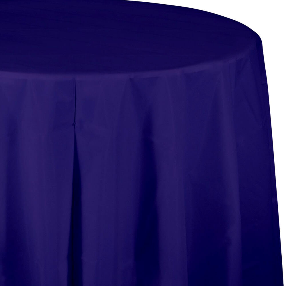 Plastic Round Table Cover 82in, Purple 