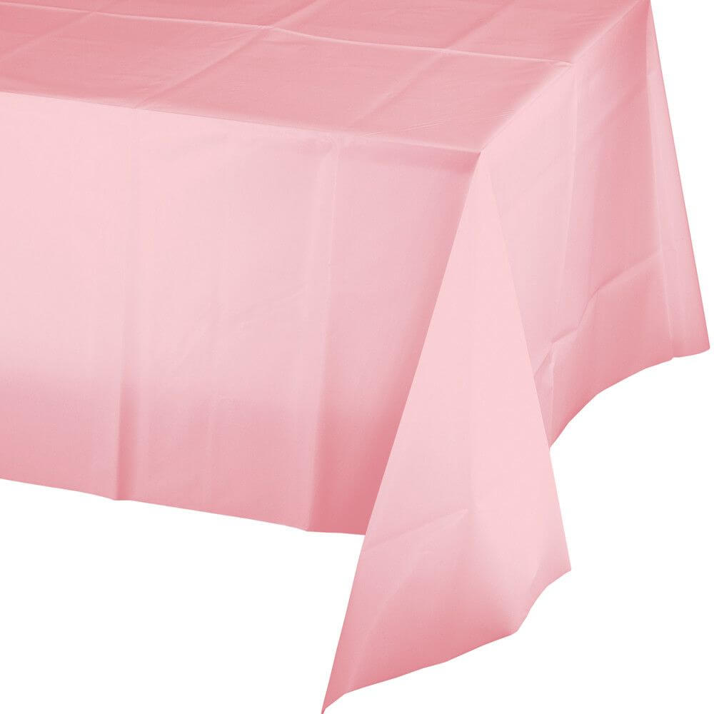 Rectangular Plastic Tablecover 54in x 108in, Classic Pink 