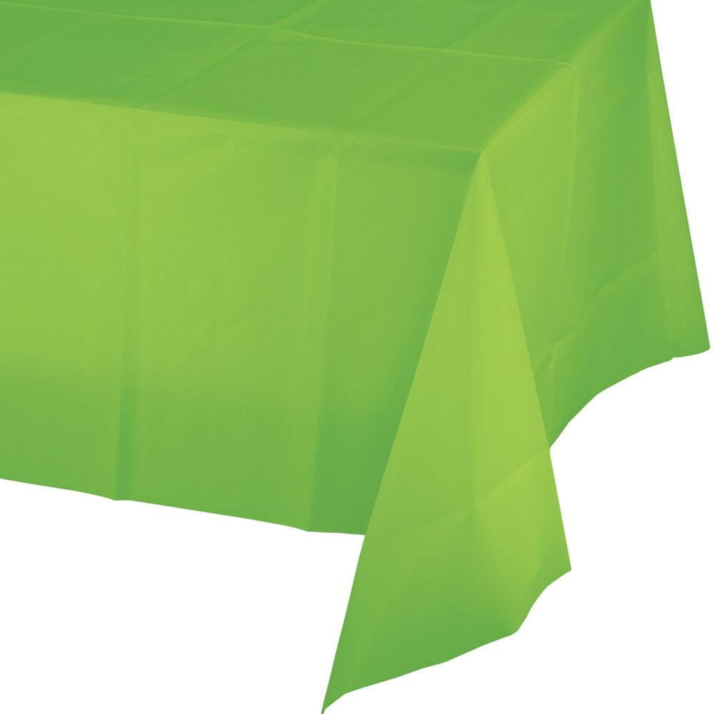 Fresh Lime Plastic Round Tablecover 54in x 108in, 