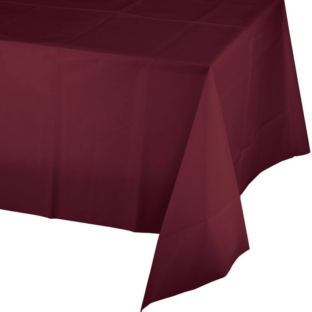 Plastic Rectangular Tablecover 54in x 108in, Burgundy 