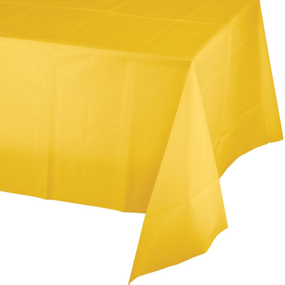 Plastic Rectangular Tablecover 54in x 108in, Schoolbus Yellow 