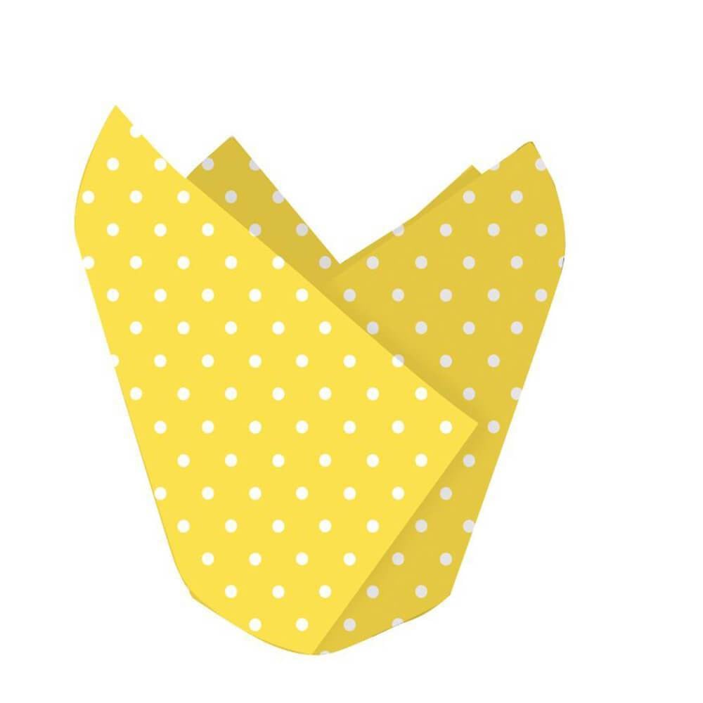 Baking Cups Polka Dot 12ct, Yellow White 