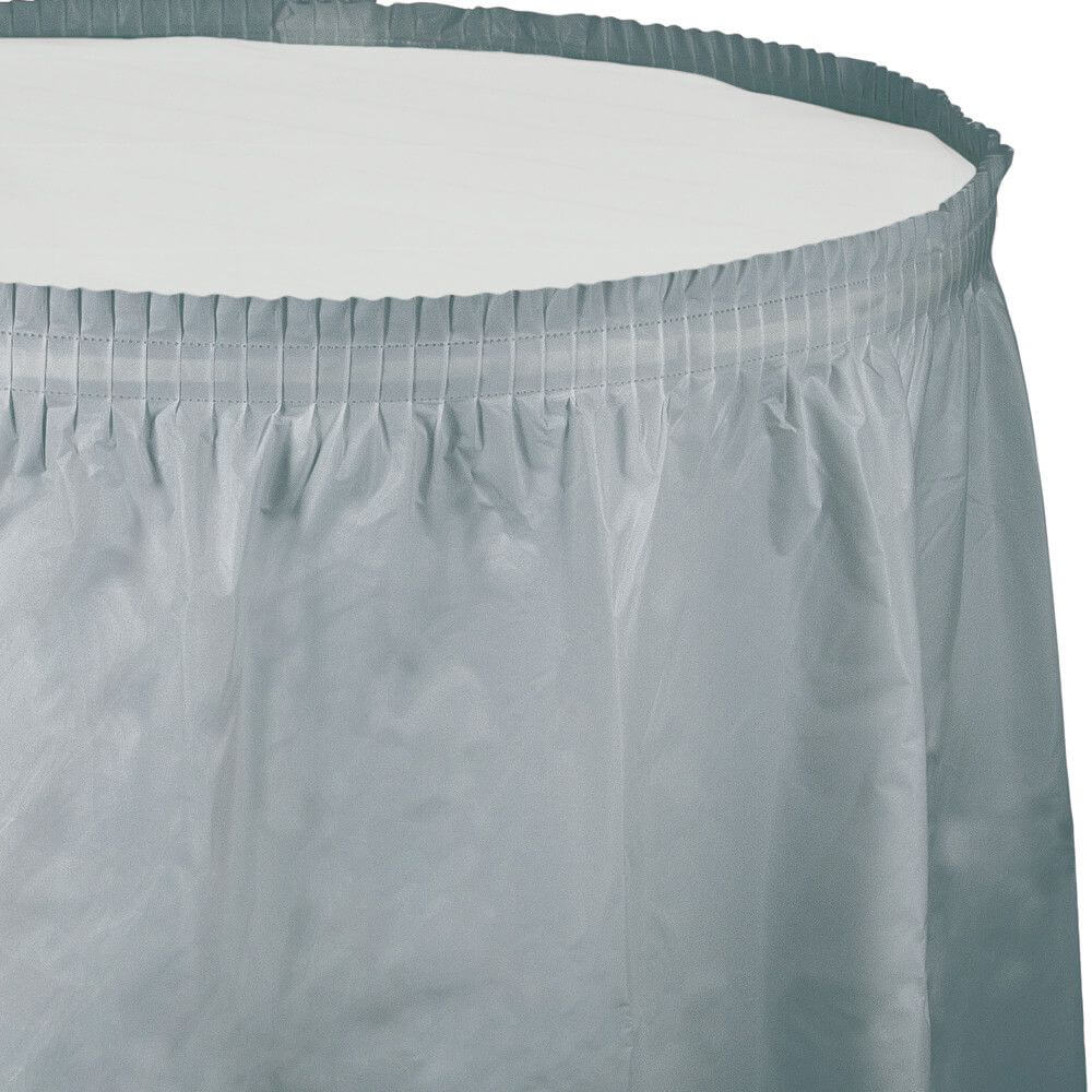 Shimmering Silver Plastic Table Skirt 14ft x 29in 