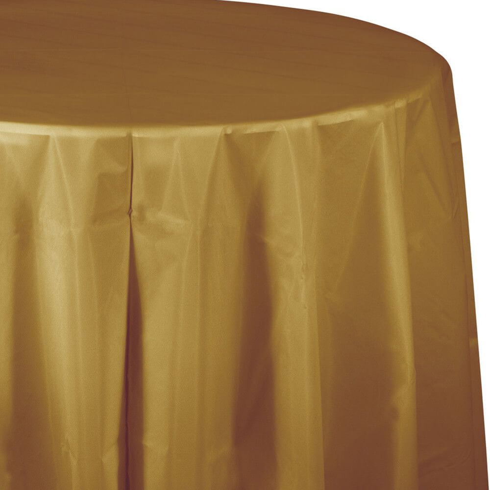 Glittering Gold Plastic Table Cover 82in 