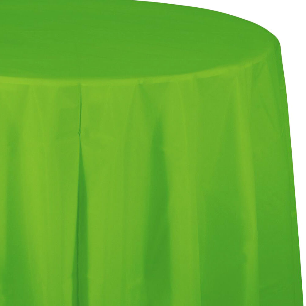 Fresh Lime Plastic Round Tablecover 82in, 