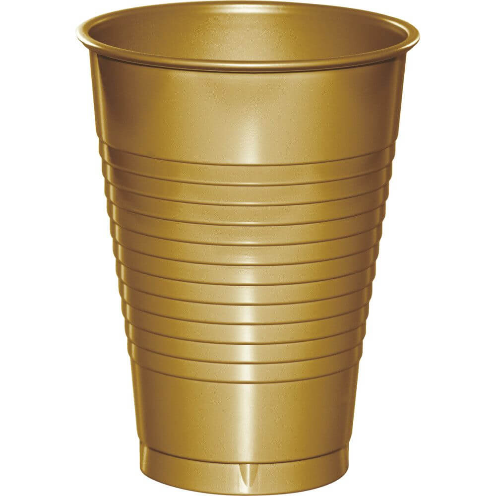 Glittering Gold Plastic Cups 12oz 20ct 