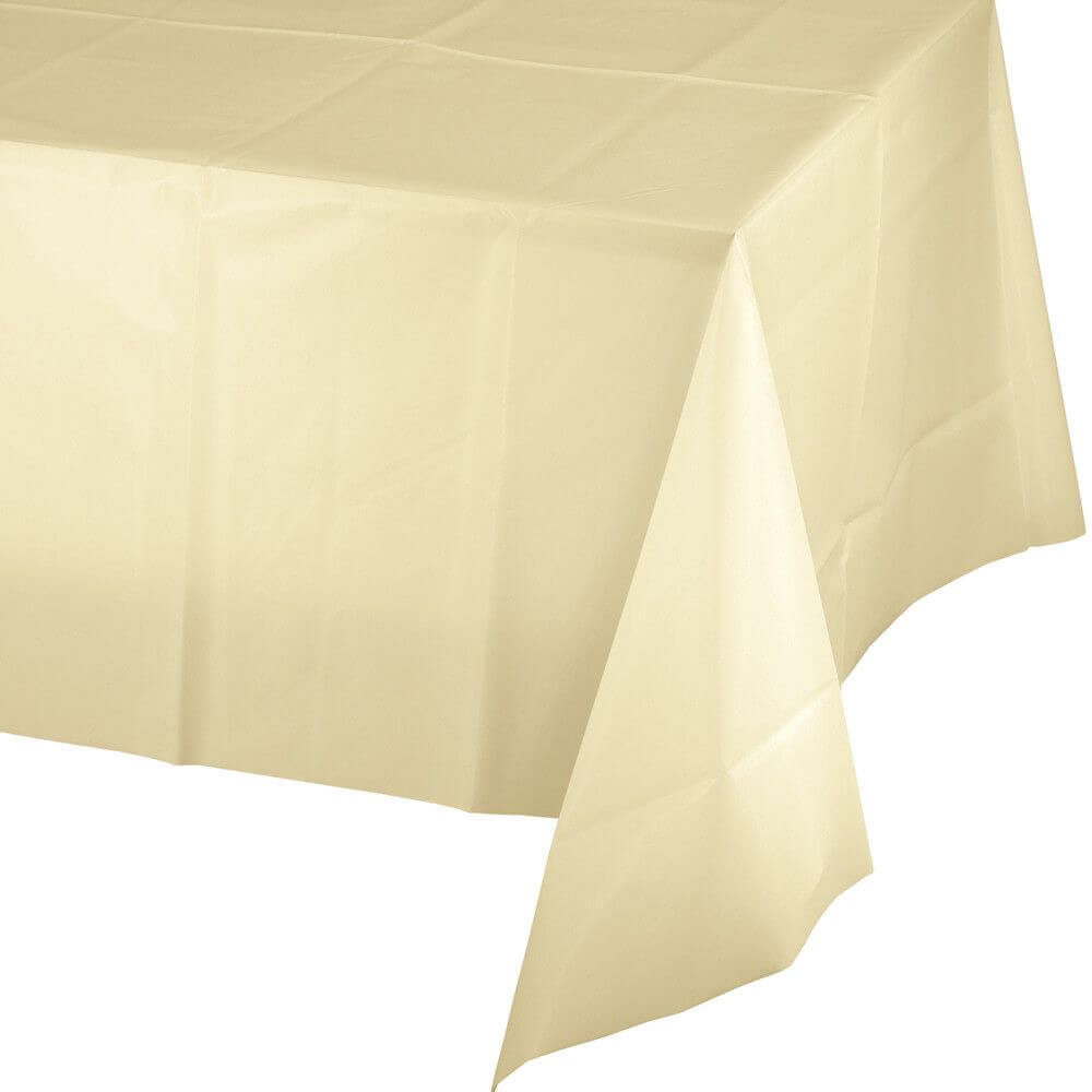 Plastic Rectangular Tablecover 54in x 108in, Ivory 