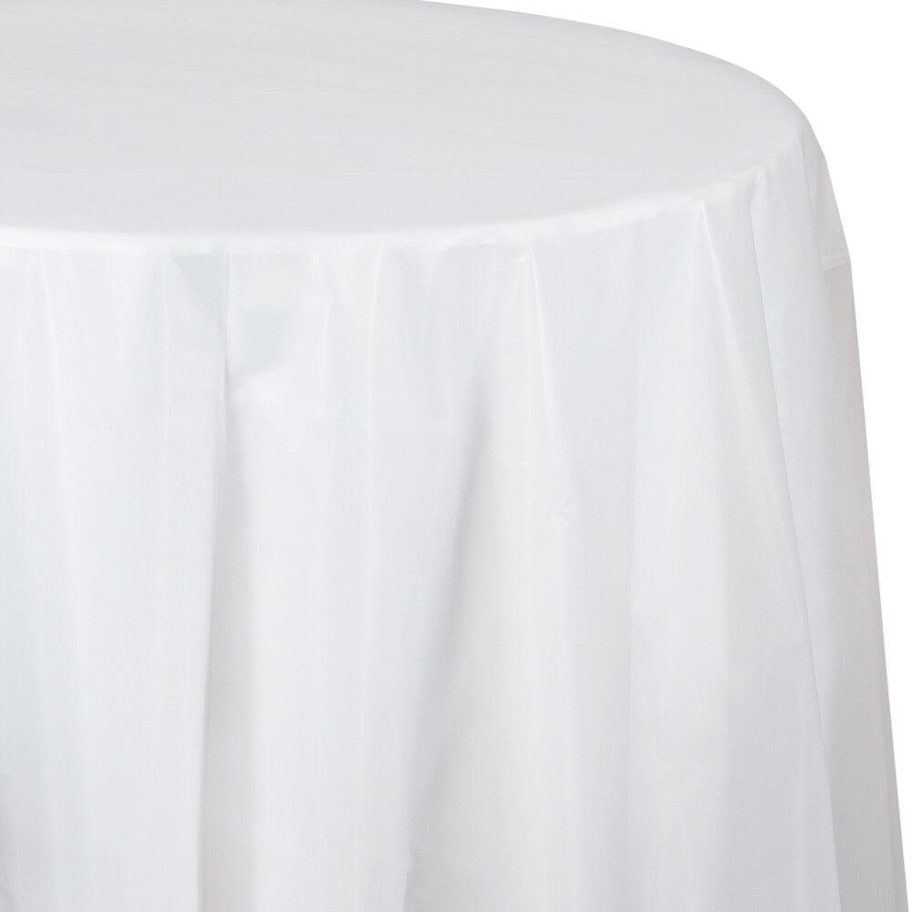 Octy Round Plastic Tablecover 82in, White 