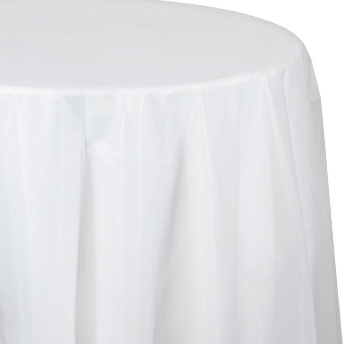 Octy Round Plastic Tablecover 82in, White 