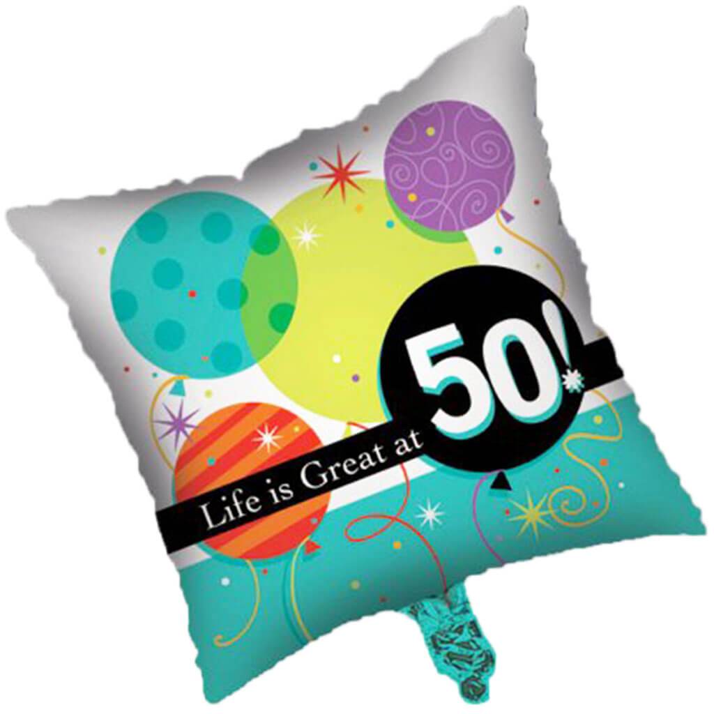 50th Life is Great Square Foil Balloon, 18in