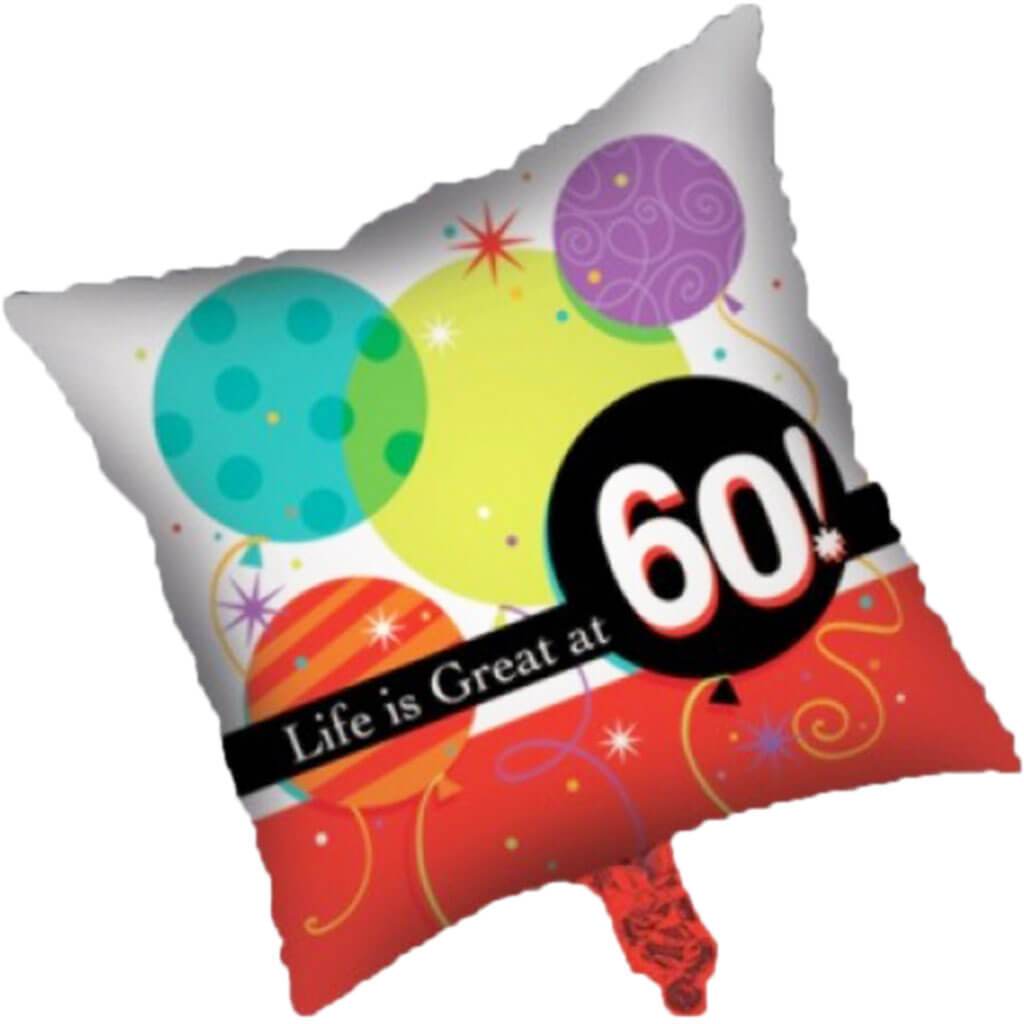 60th Life is Great Square Foil Balloon, 18in