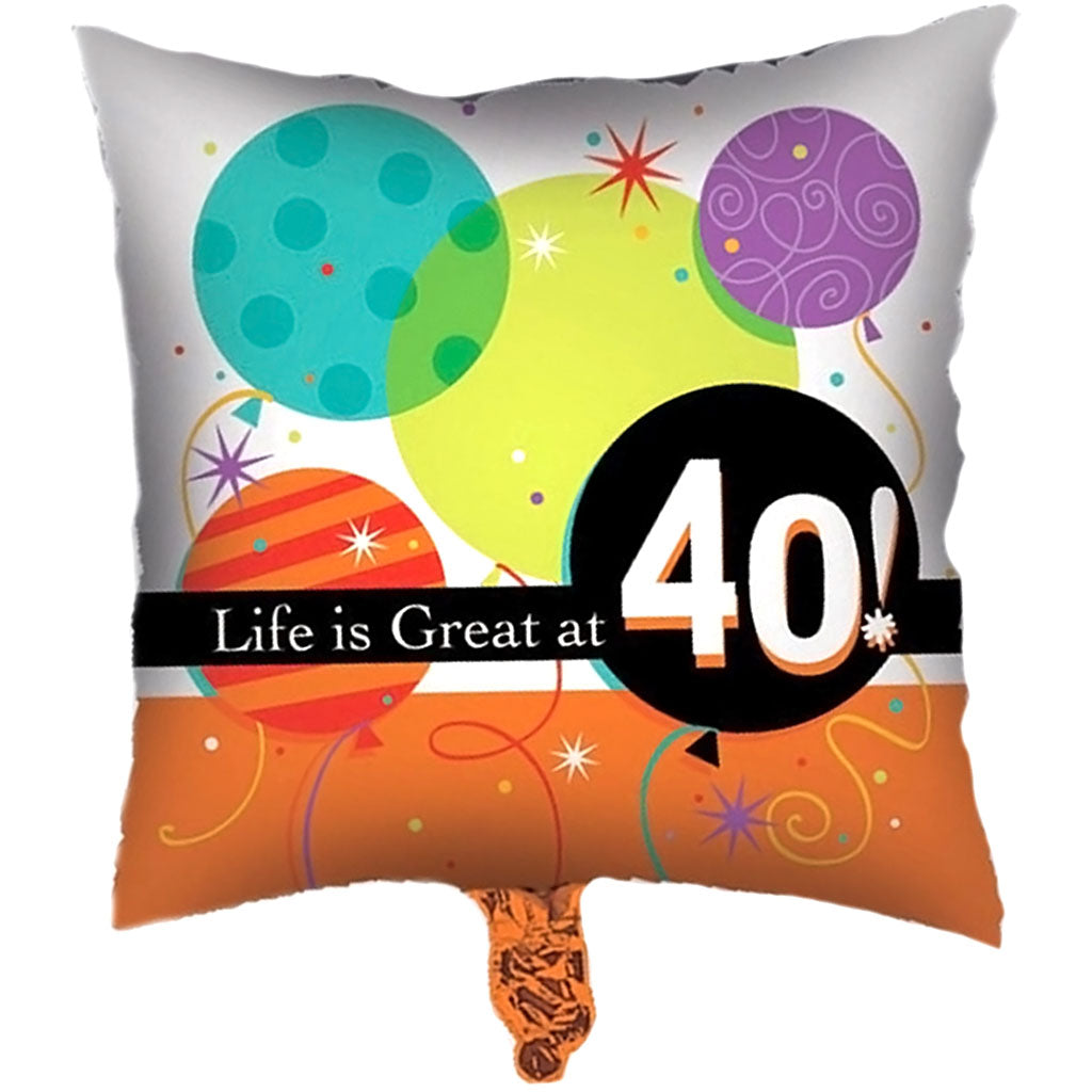 40th Life is Great Square Foil Balloon, 18in