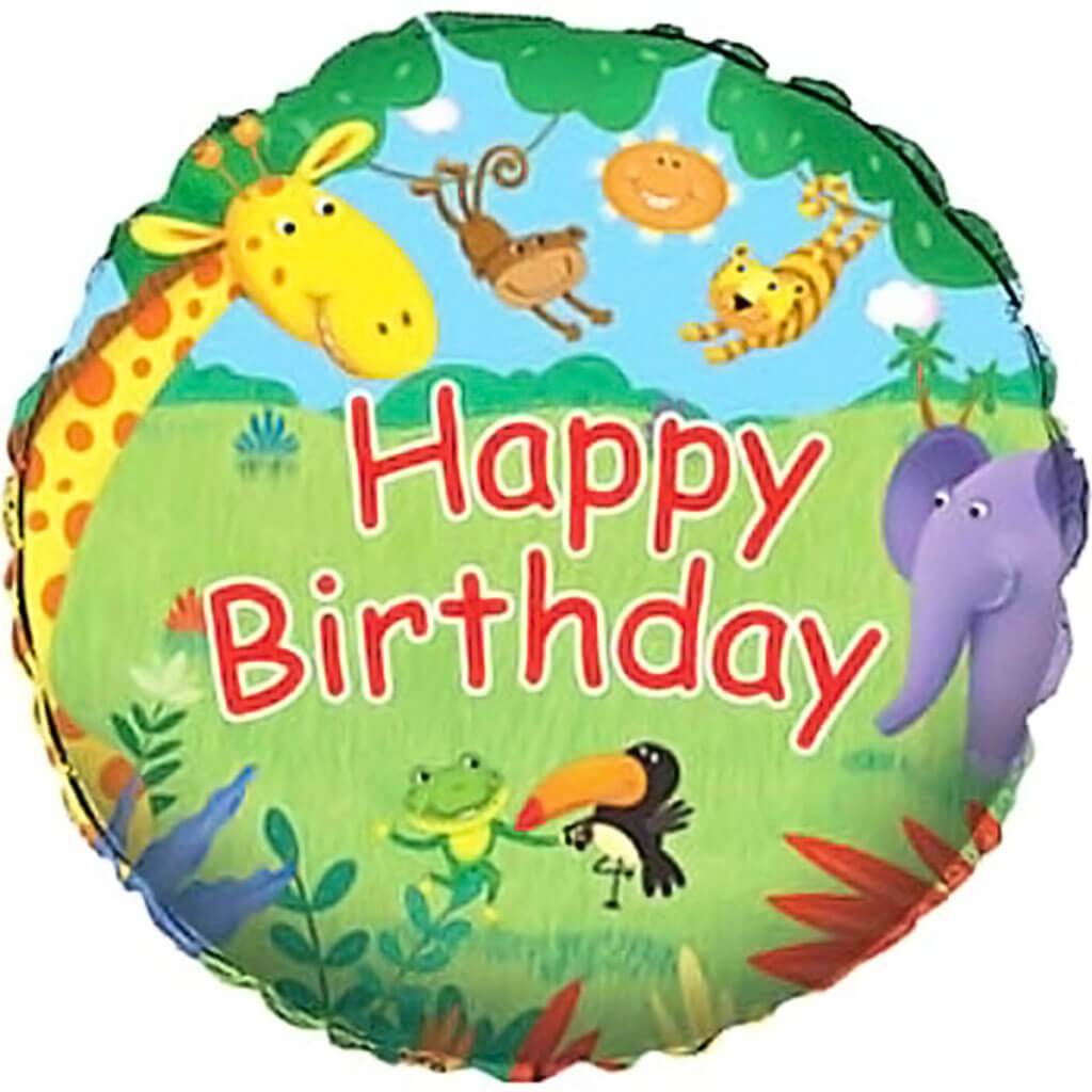 Jungle Buddies Happy Birthday Foil Balloon, 18in