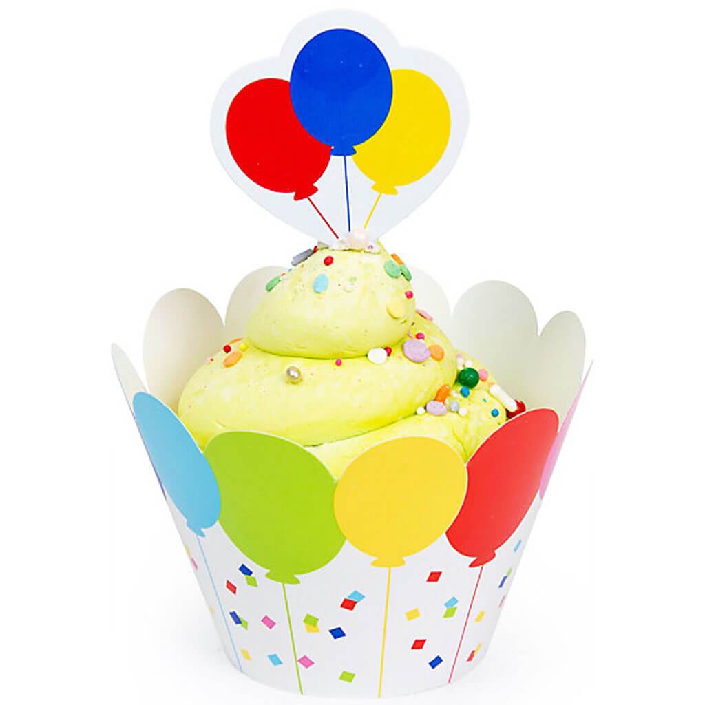 Balloons Cupcake Wrappers with Picks, 12ct