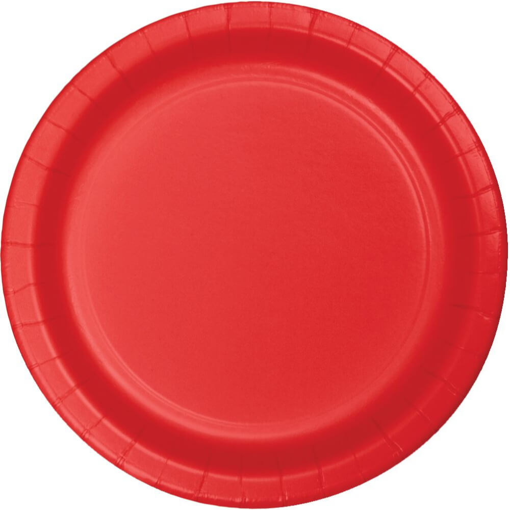 Classic Red Paper Round Dinner Plates 9in 75ct 