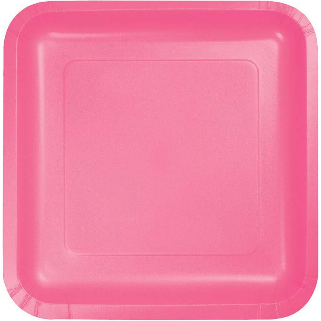 Paper Dinner Plates Square 18ct 9in, Candy Pink 