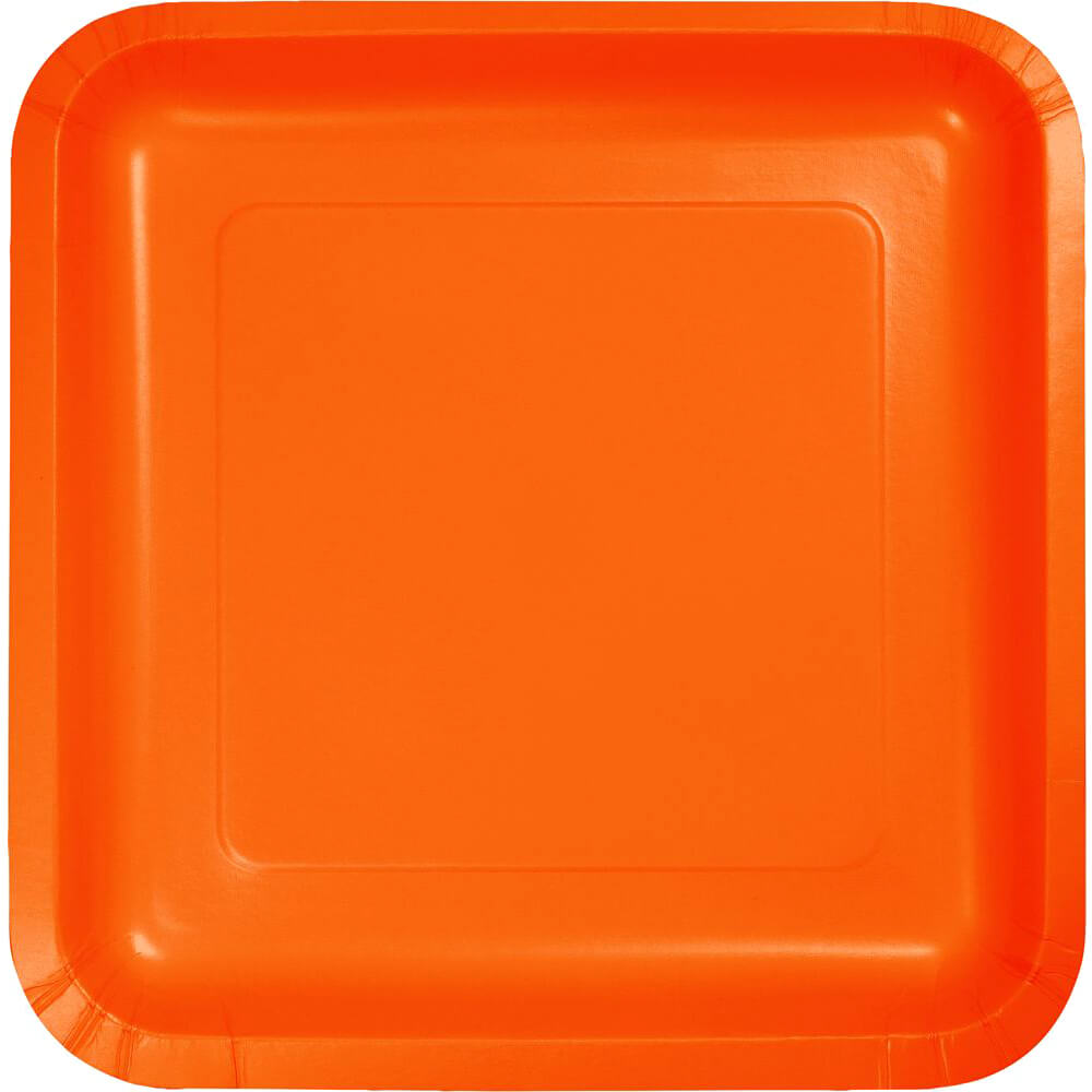 Paper Dinner Plates 18ct 9in, Sunkissed Orange 