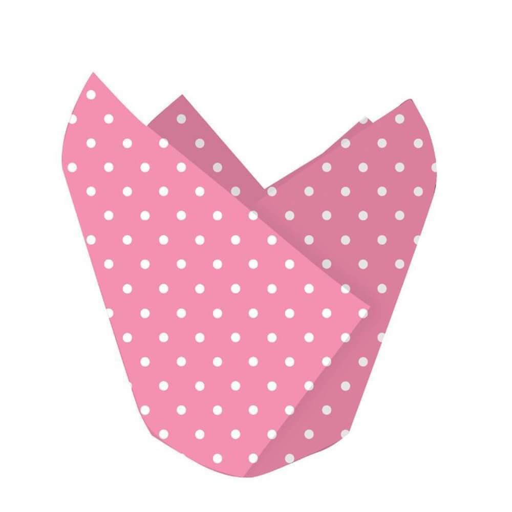 Baking Cups 12ct, Polka Dot Pink White 