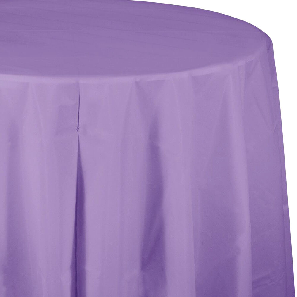 Plastic Round Tablecover 82in, Luscious Lavender 