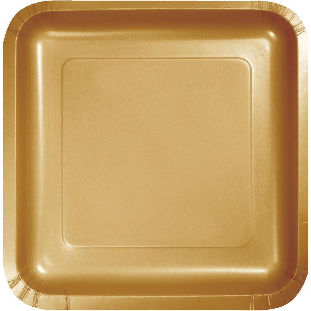 Glittering Gold Paper Dinner Plates 9in 18ct 