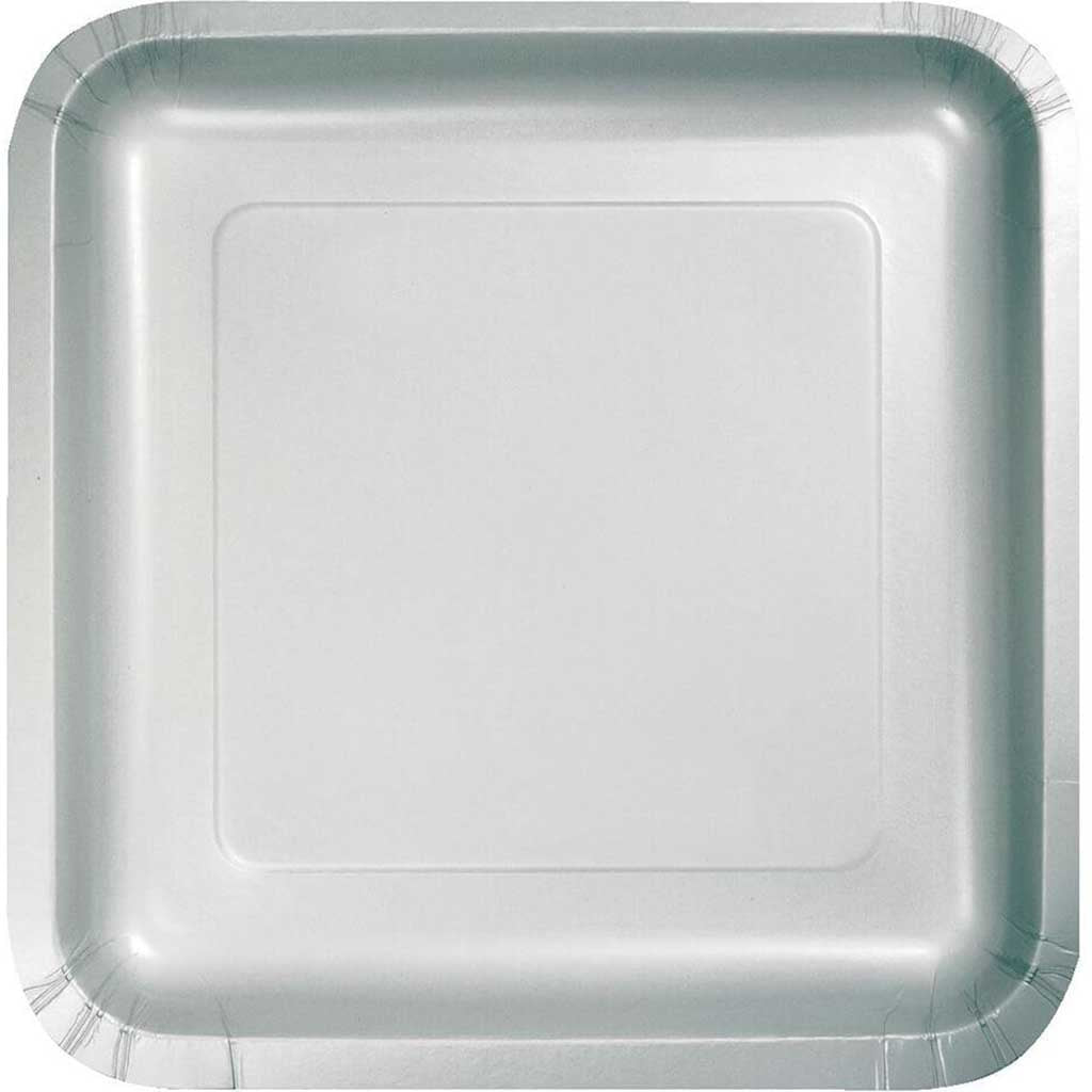 Shimmering Silver Square Paper Lunch Plates 7in 18ct 