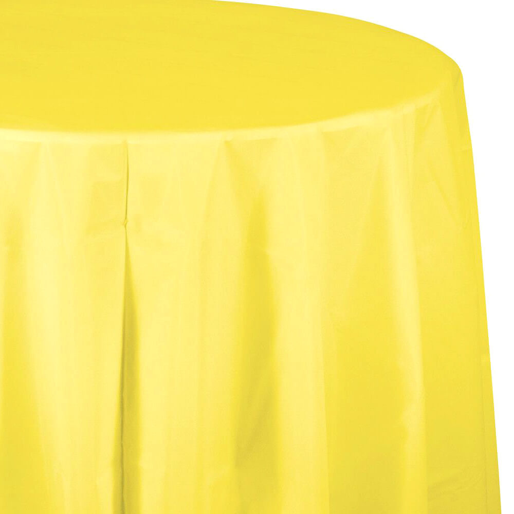 Plastic Round Tablecover 82in, Mimosa Yellow 