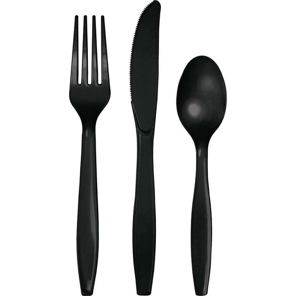 Black Velvet Premium Plastic Cutlery Set 24ct 