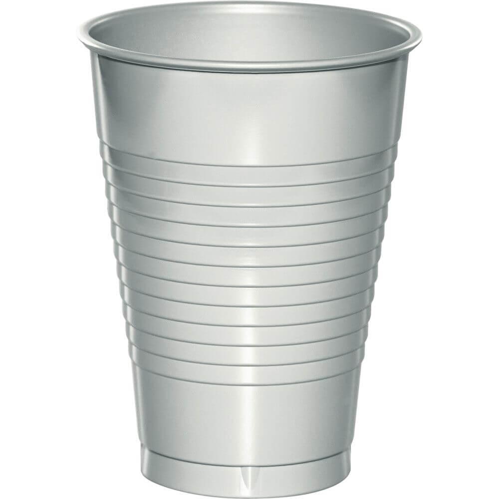 Shimmering Silver Plastic Cups 12oz 20ct 