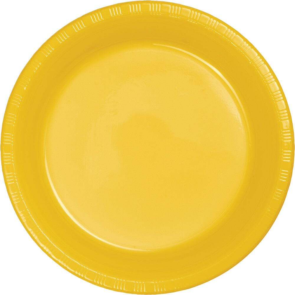 Plastic Dinner Plates 9in 20ct, School Bus Yellow 