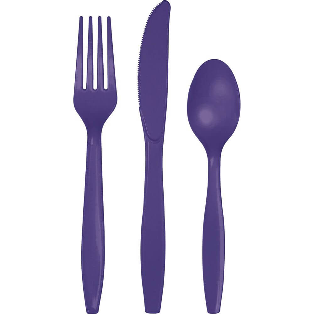 Premium Plastic Cutlery 24ct, Purple 