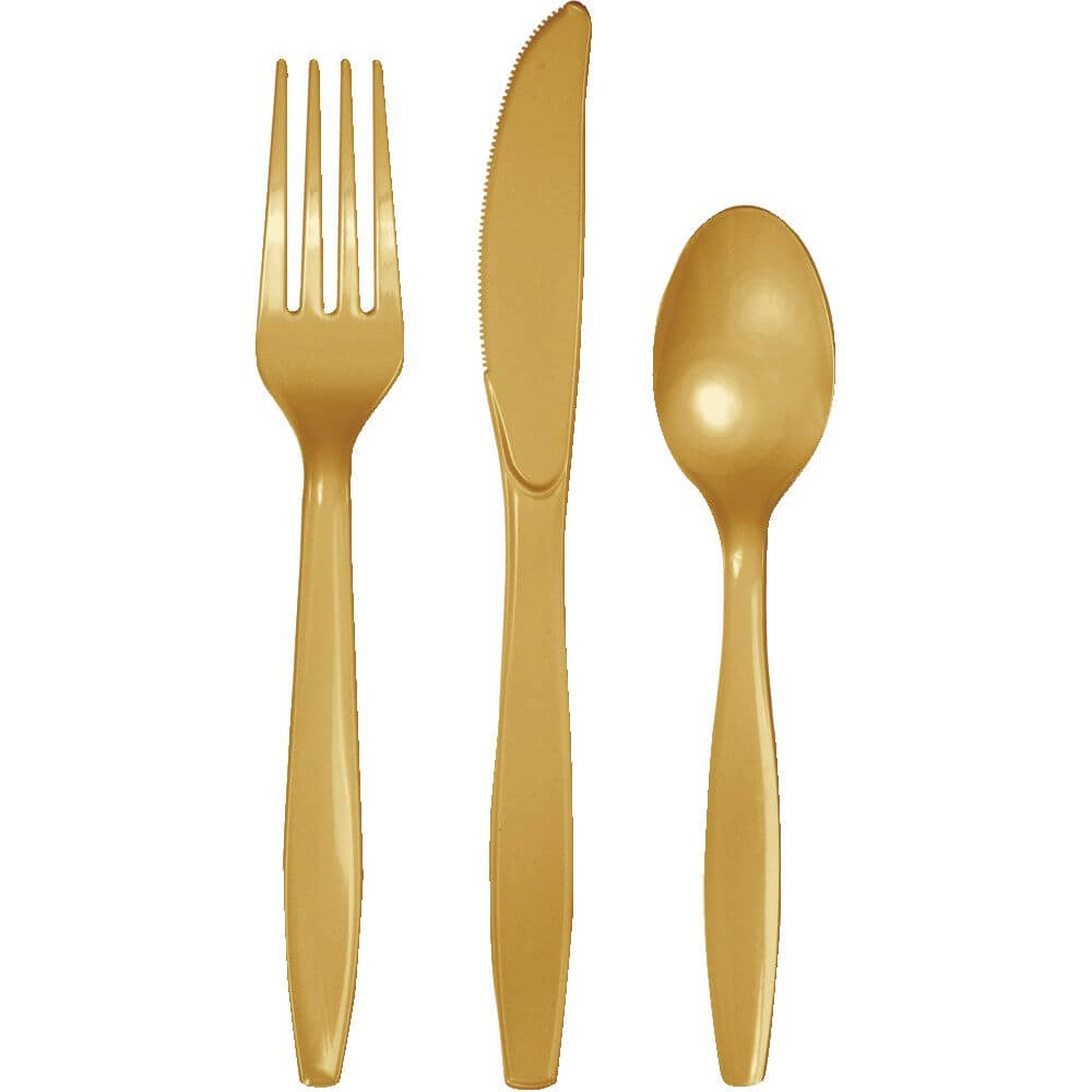 Glittering Gold Premium Plastic Cutlery Set 24ct 